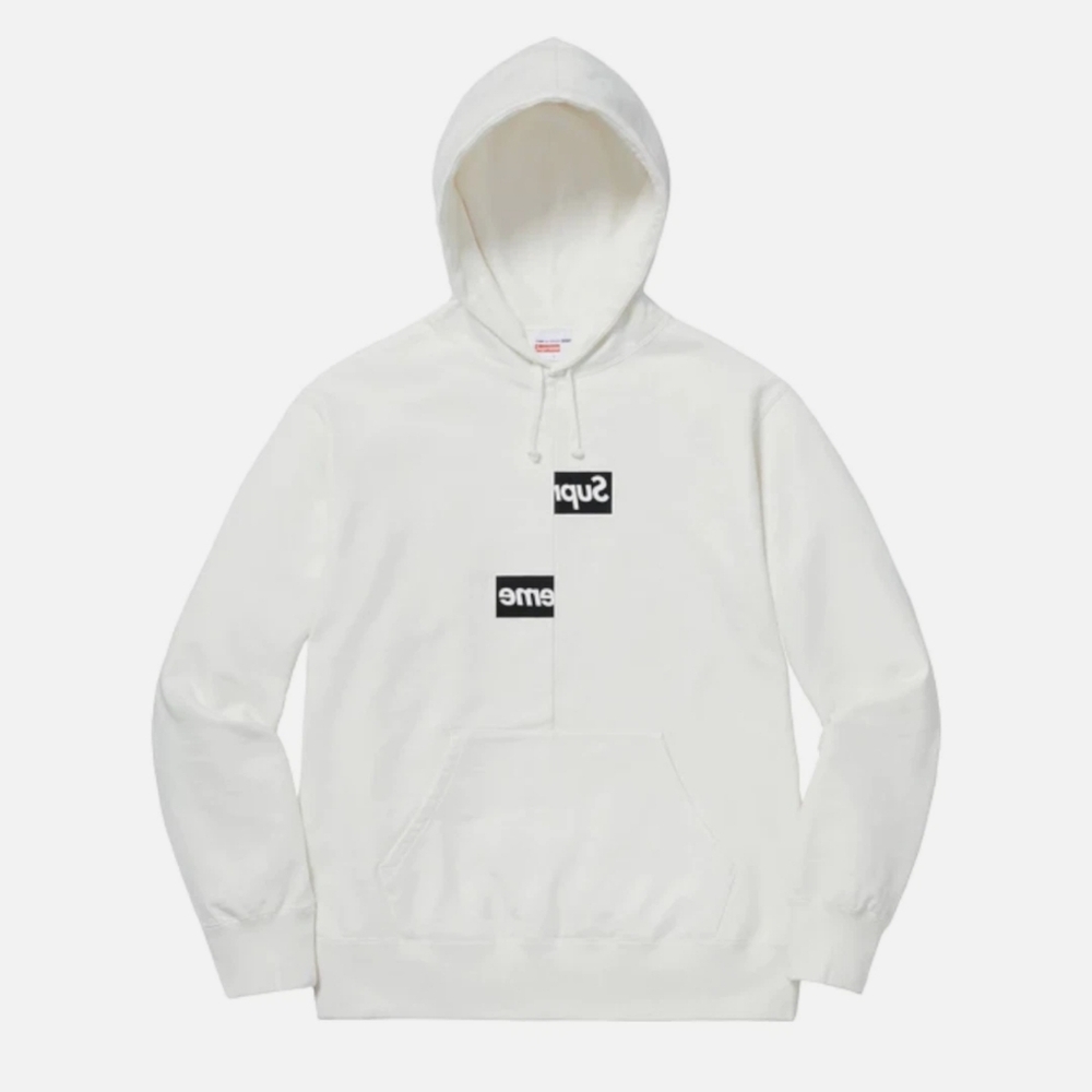 EUC Supreme x Comme des Garçons Split Box Logo Hooded Sweatshirt White Size L